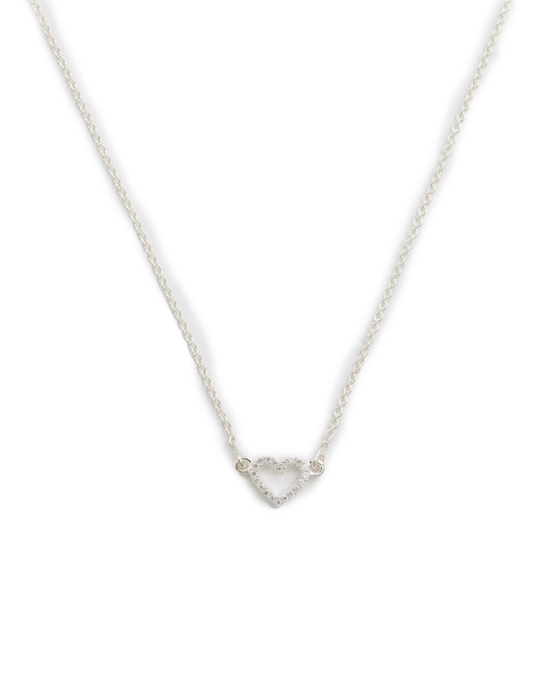 Halsband snap stone heart silver 1