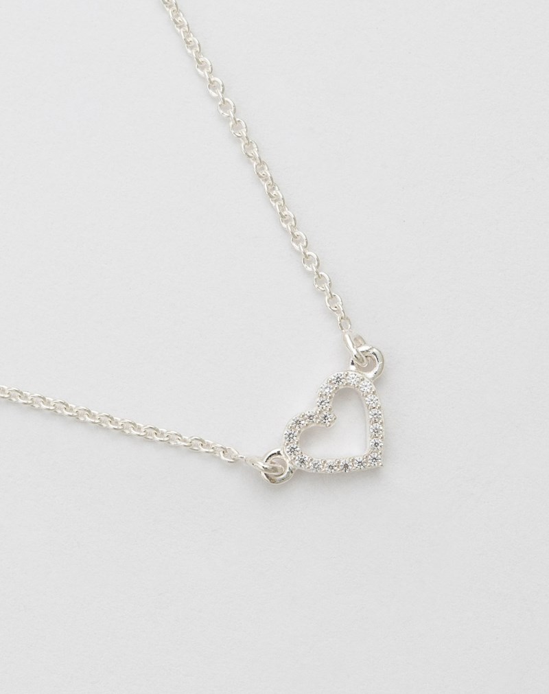 Halsband snap stone heart silver 3