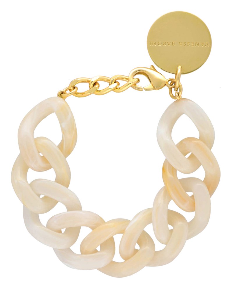 Armband flat chain pearl marble 1
