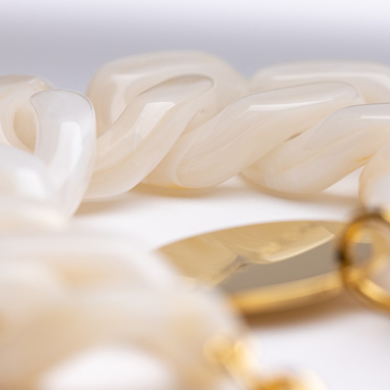 Armband flat chain pearl marble 2