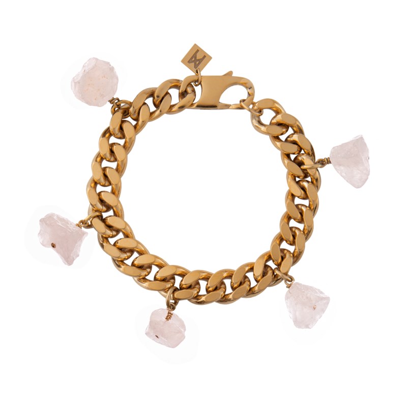 Armband collar rose quartz guld 1