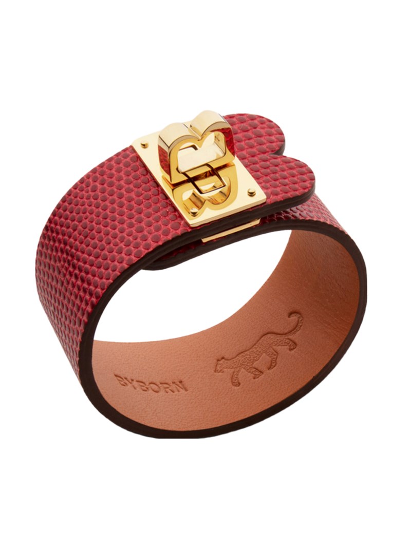 Läderarmband farrier röd/guld 1