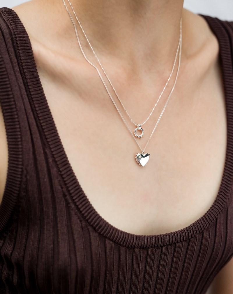 Halsband true love spike heart necklace silver 2