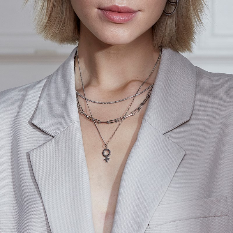 Halsband tinsel thin necklace stål 2