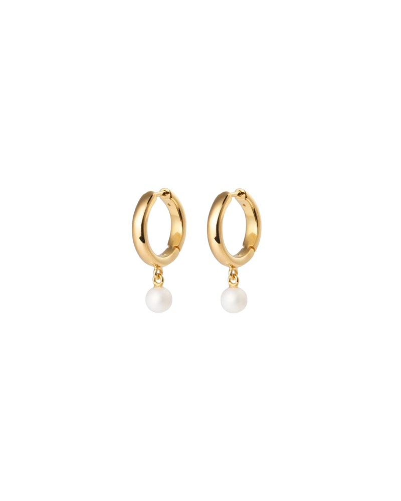 Örhängen pearl mini hoops förgyllt silver 1