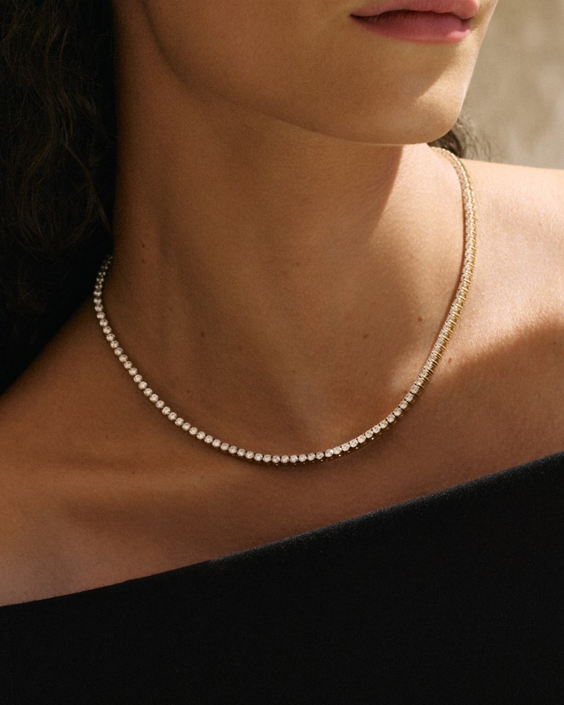 Halsband tennis necklace förgyllt rostfritt stål 3