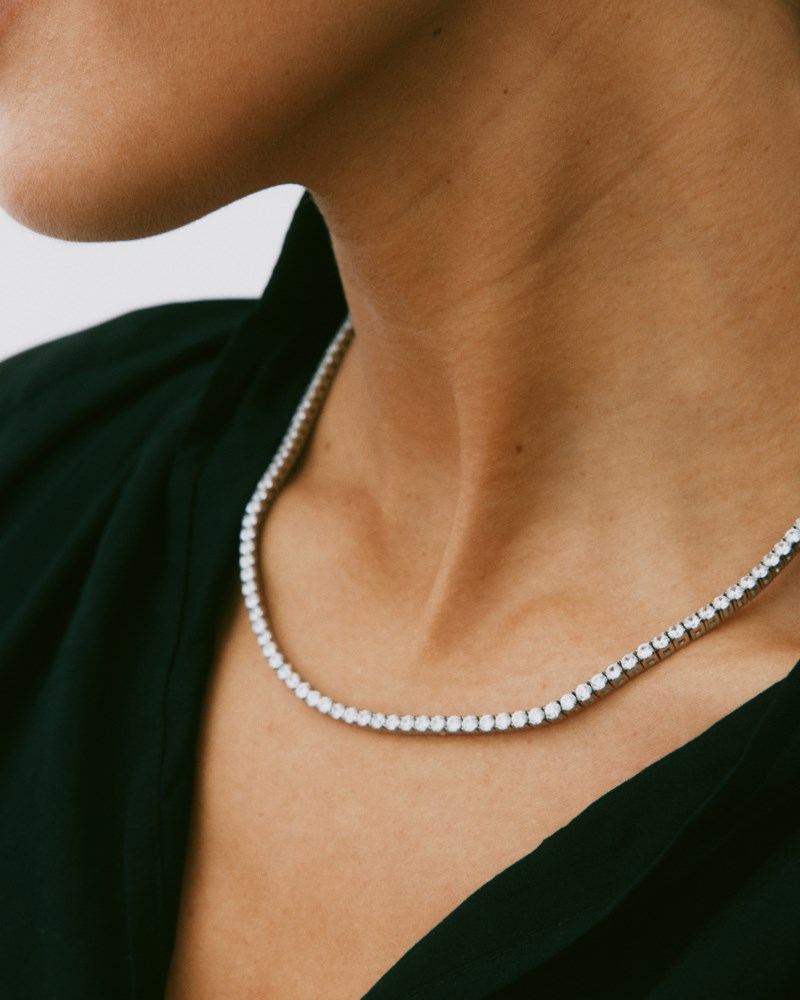 Halsband tennis necklace förgyllt rostfritt stål 3