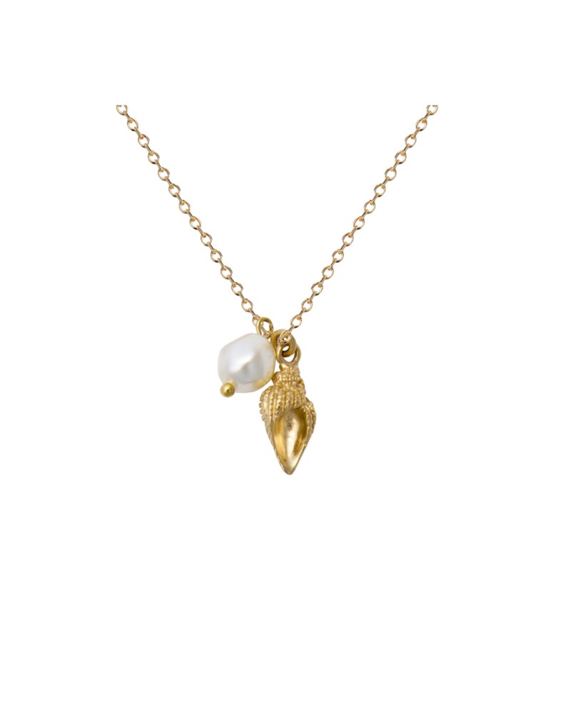 Halsband shell pearl necklace guldpläterad mässing 1