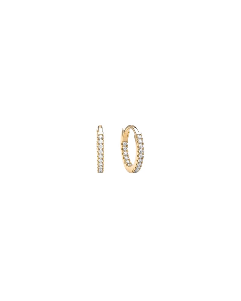 Örhängen stone huggie hoops förgylld mässing 1