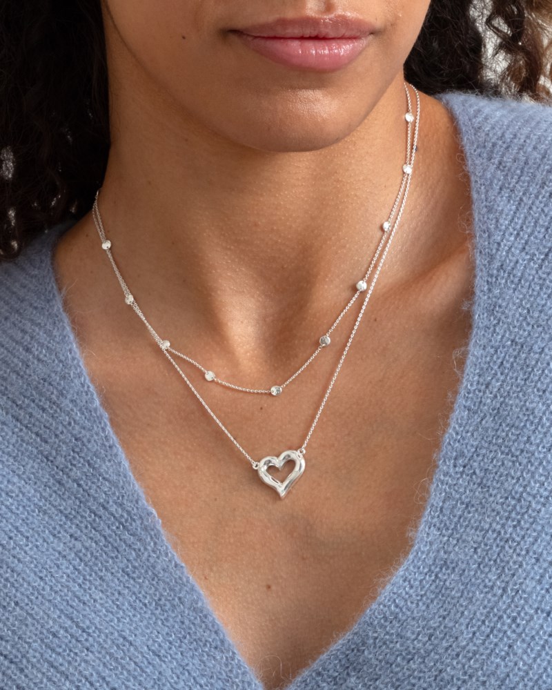 Halsband puff heart silver 2