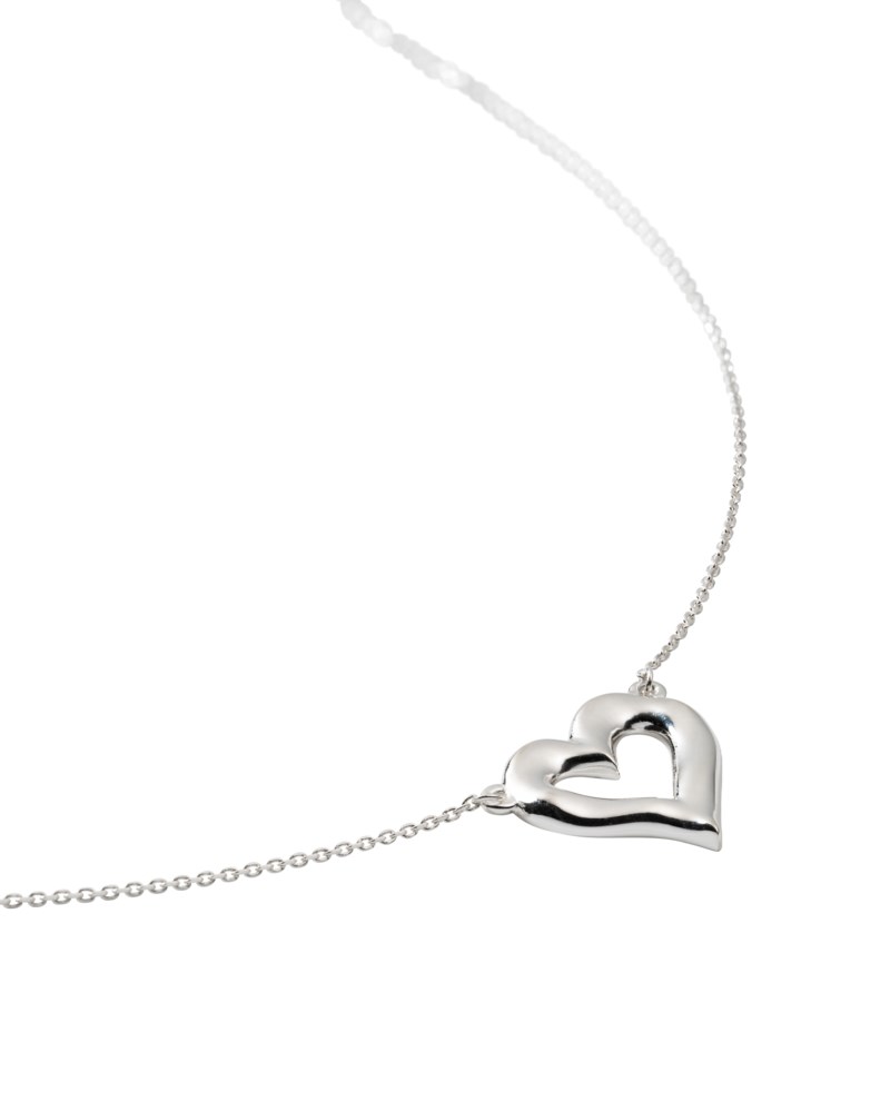 Halsband puff heart silver 3