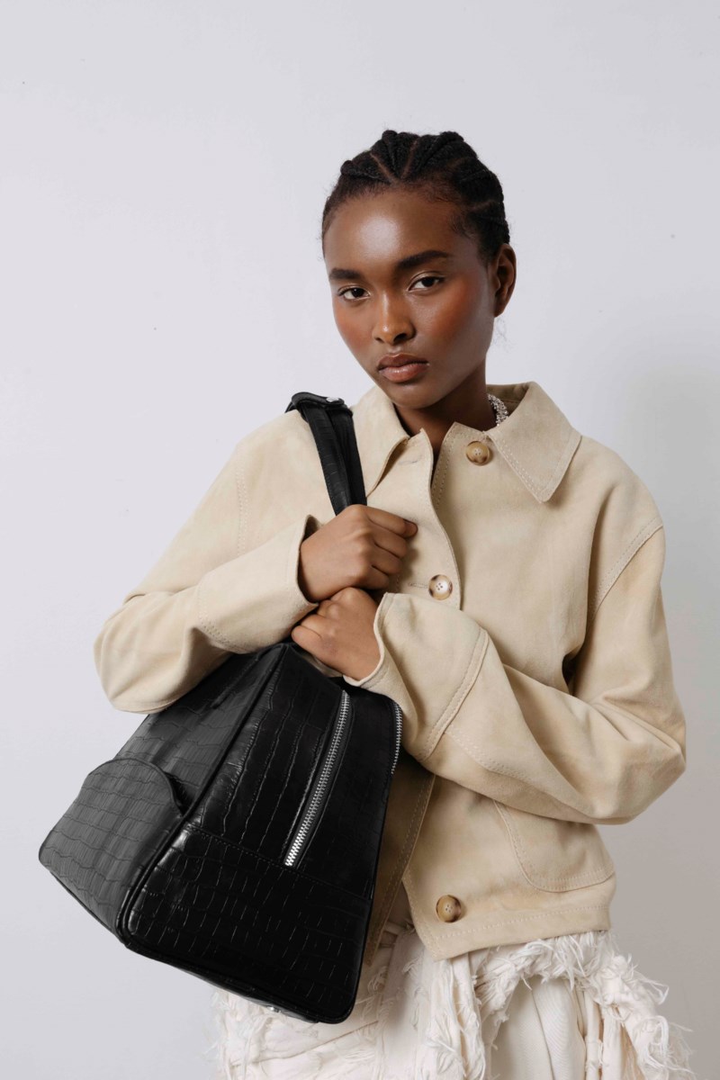 Väska 12h duffel bag black/silver croco 5