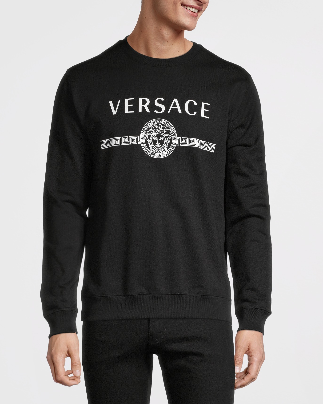 Sweatshirt versace logo print svart