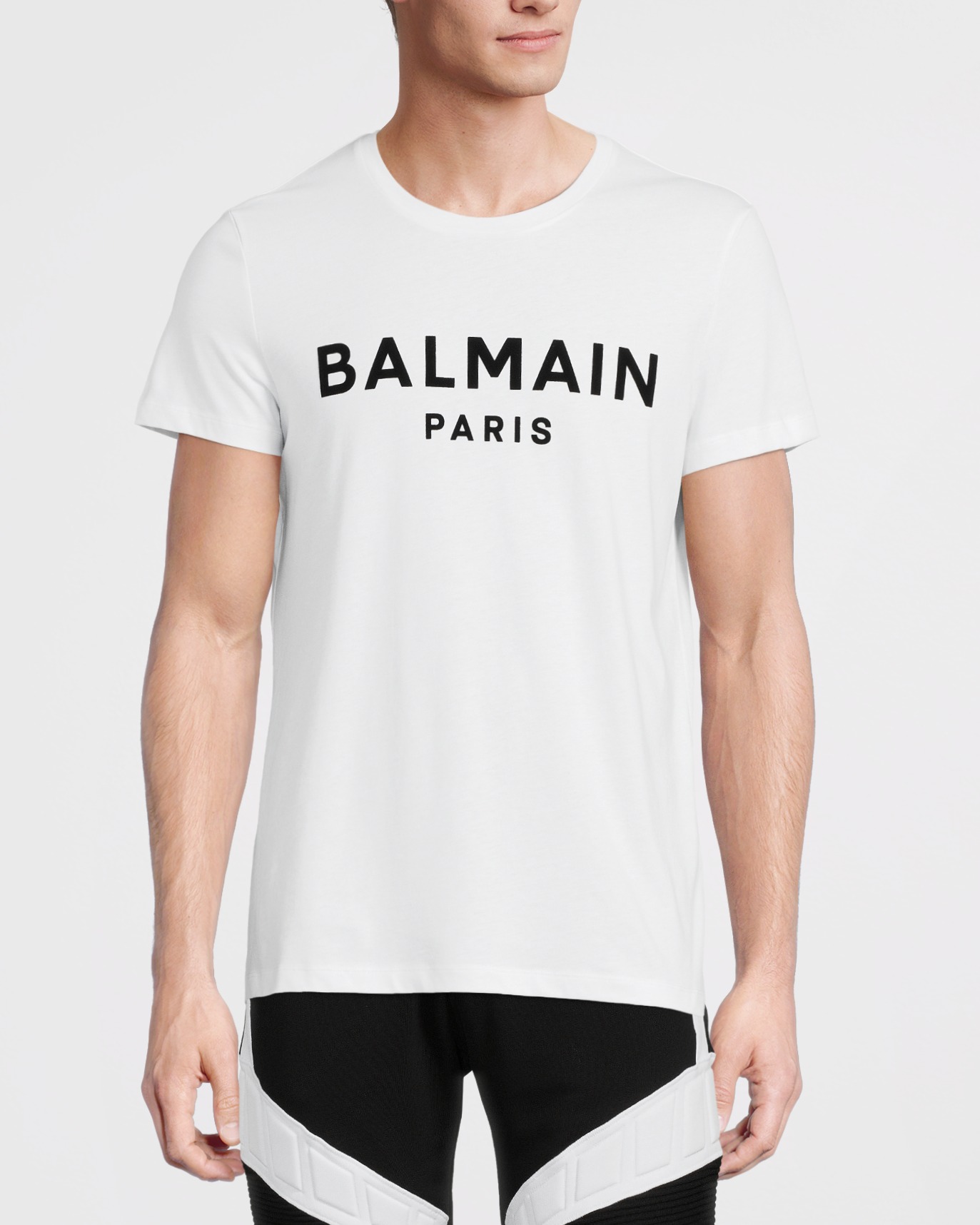 Balmain - T-shirt flocked logo vit | NK