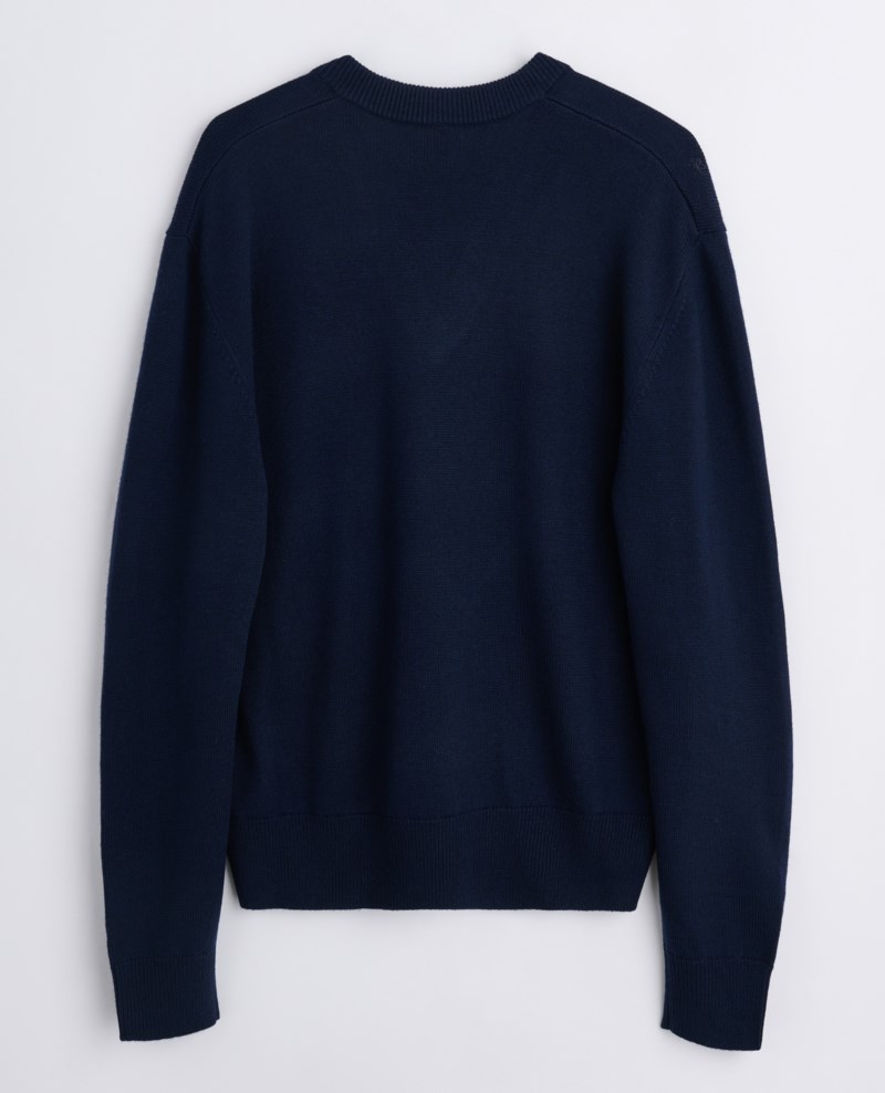Stickad tröja moon v-neck navy 2