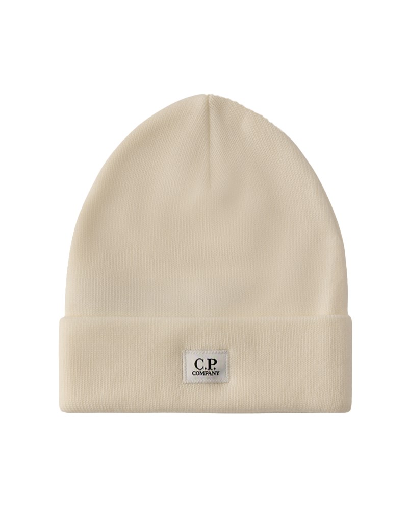 Stickad mössa merino gauze white 1