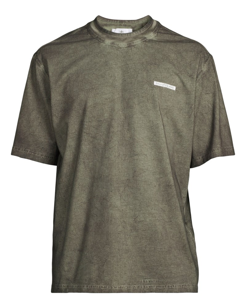 T-shirt combed cotton jersey 'velo' effect musk green 1