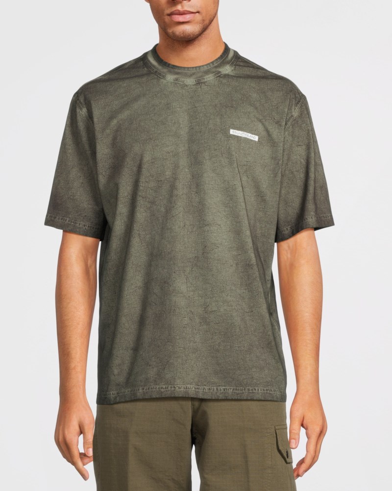 T-shirt combed cotton jersey 'velo' effect musk green 2