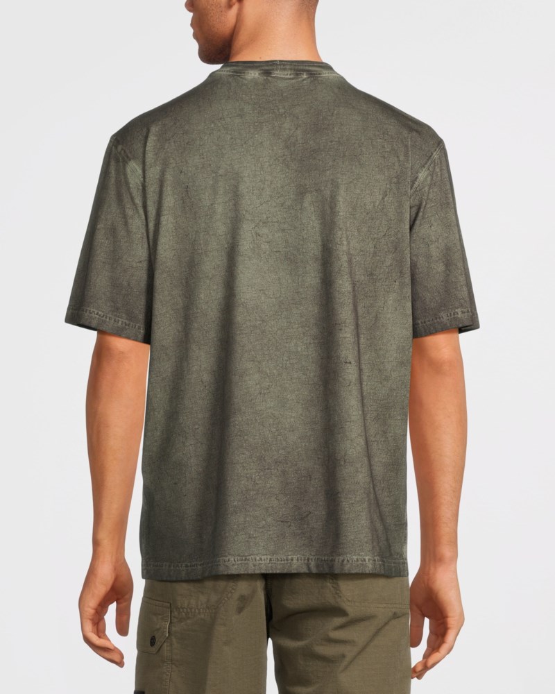 T-shirt combed cotton jersey 'velo' effect musk green 4