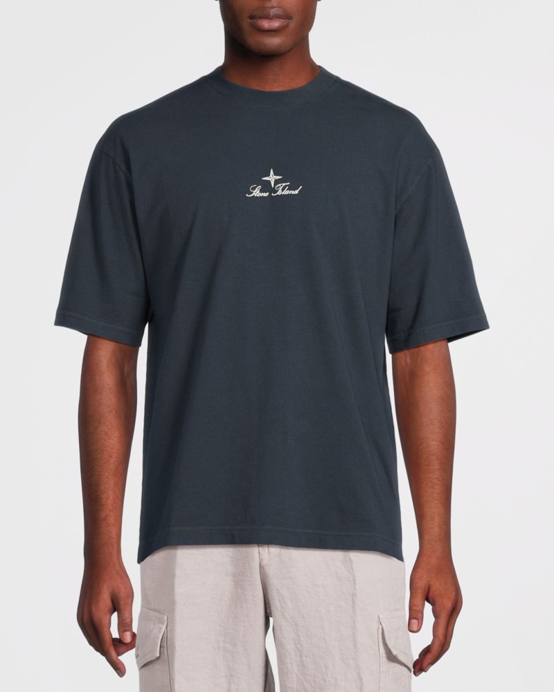 T-shirt combed cotton jersey multiaxial sashiko navy blue 2