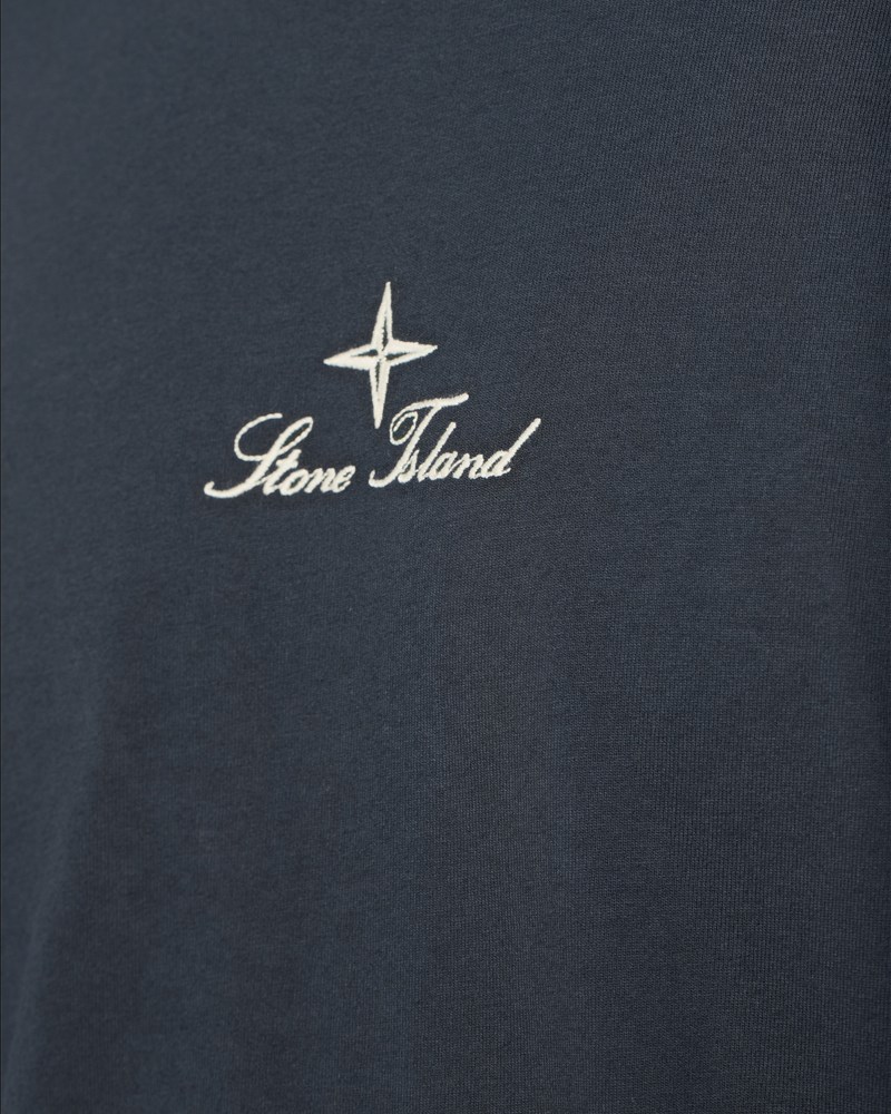 T-shirt combed cotton jersey multiaxial sashiko navy blue 5