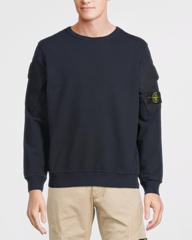 Sweatshirt brushed cotton fleece navy blue 2