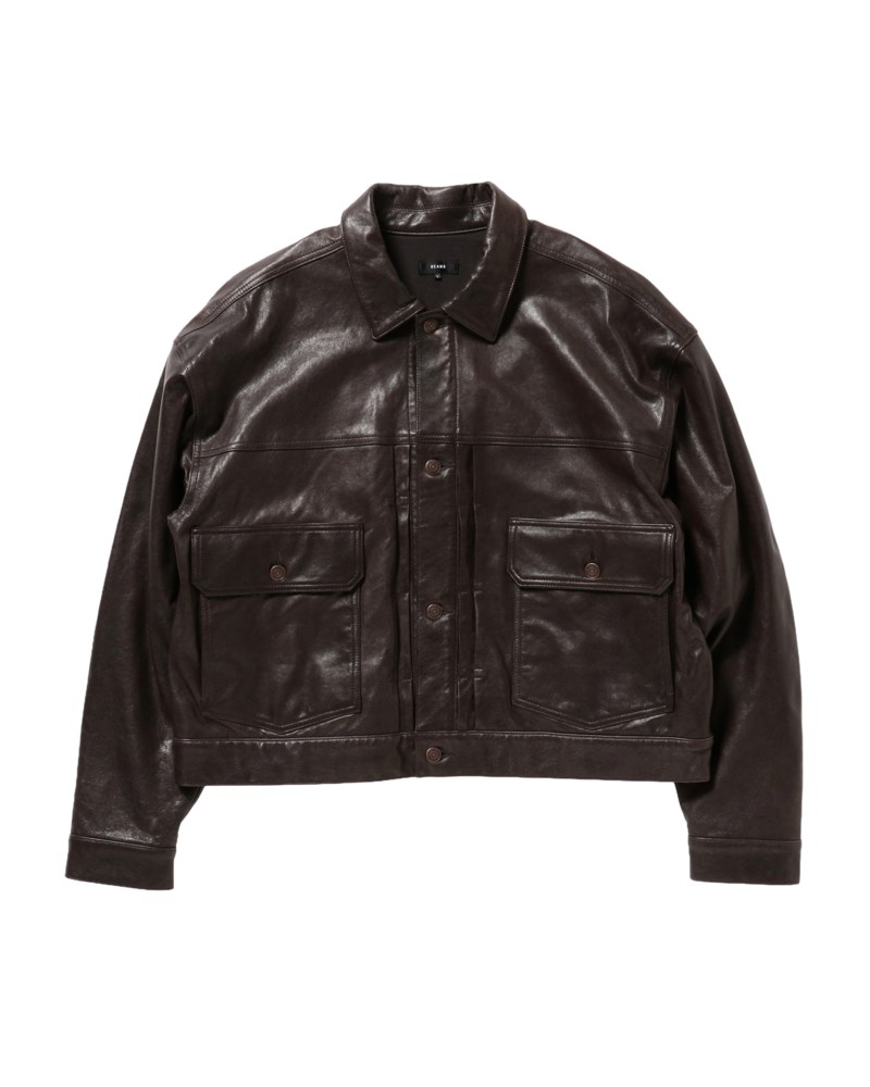 Skinnjacka short d.brown 1