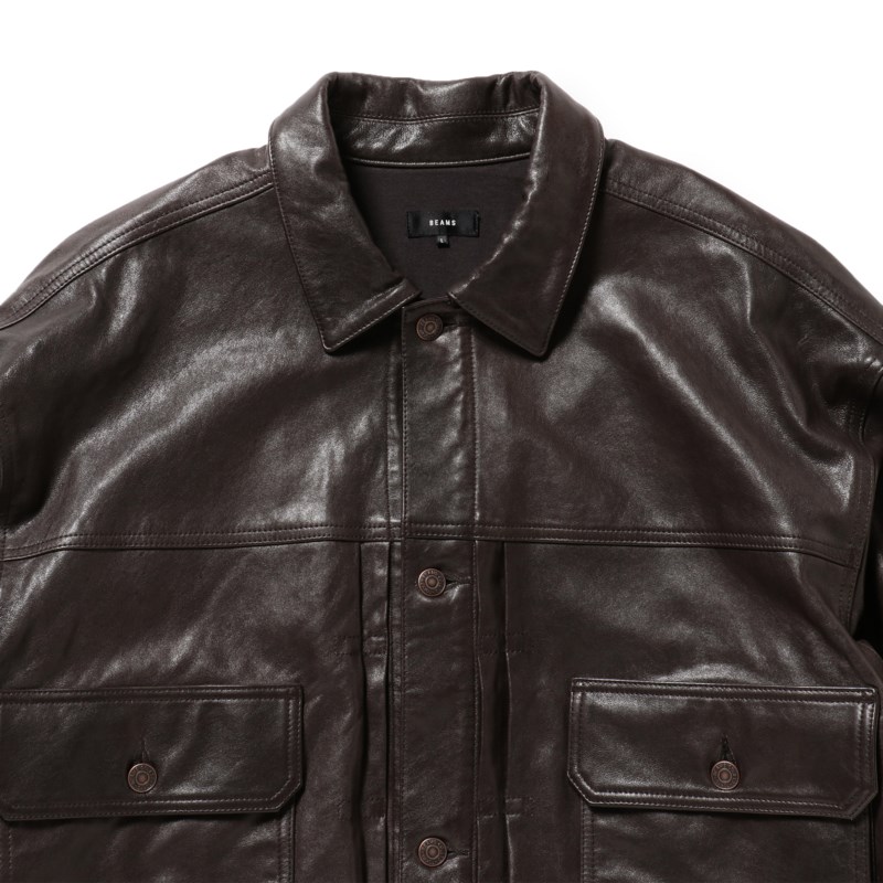 Skinnjacka short d.brown 3
