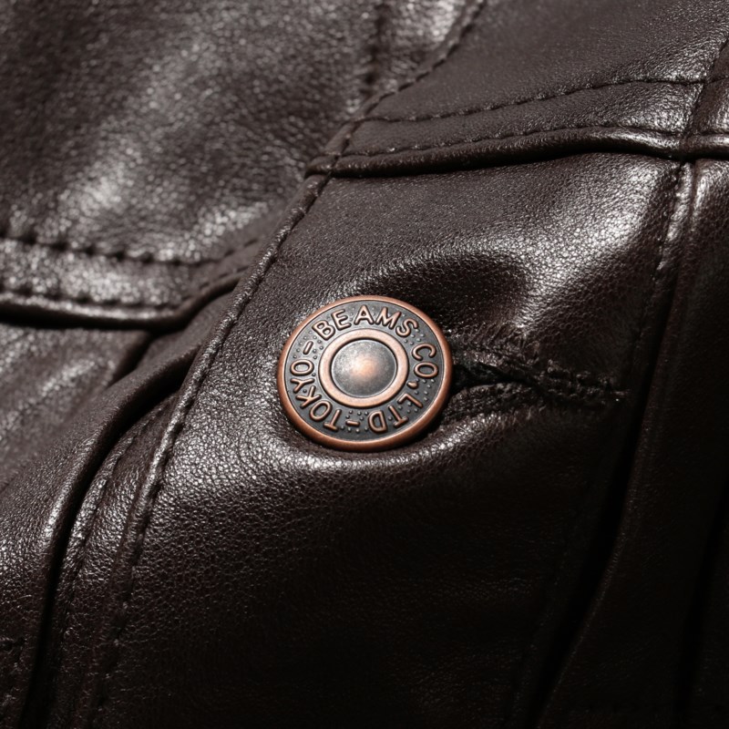 Skinnjacka short d.brown 5