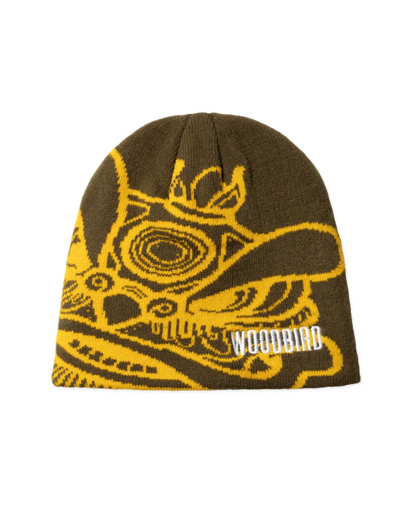 Beanie yan lion jq beanie dark brown / yellow 1