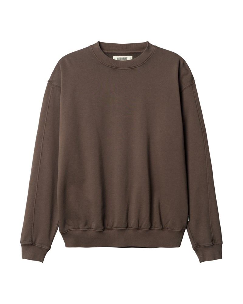 Sweatshirt don washed crew brun 1