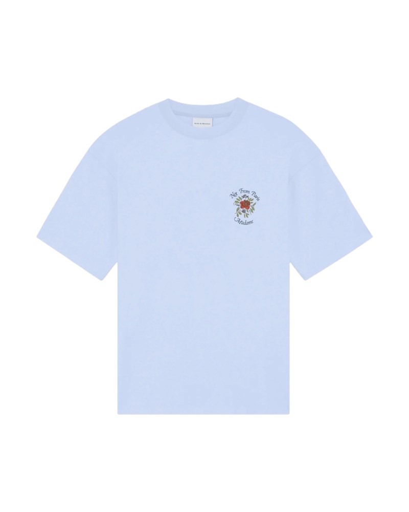 T-shirt slogan rose light blue 1