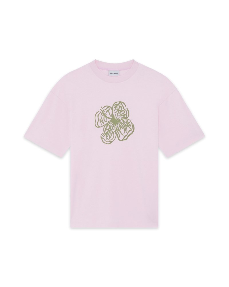 T-shirt slogan hibiscus light pink 1