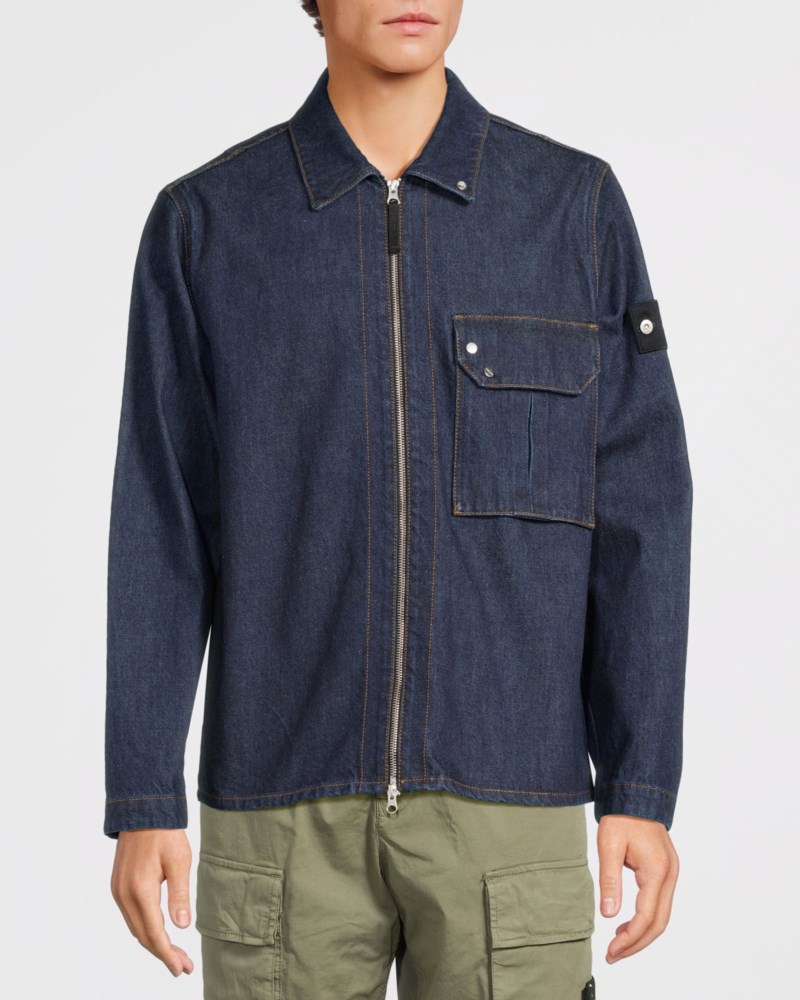 Stone Island Overshirt denim raw zip jeansjackor herr – bild 2
