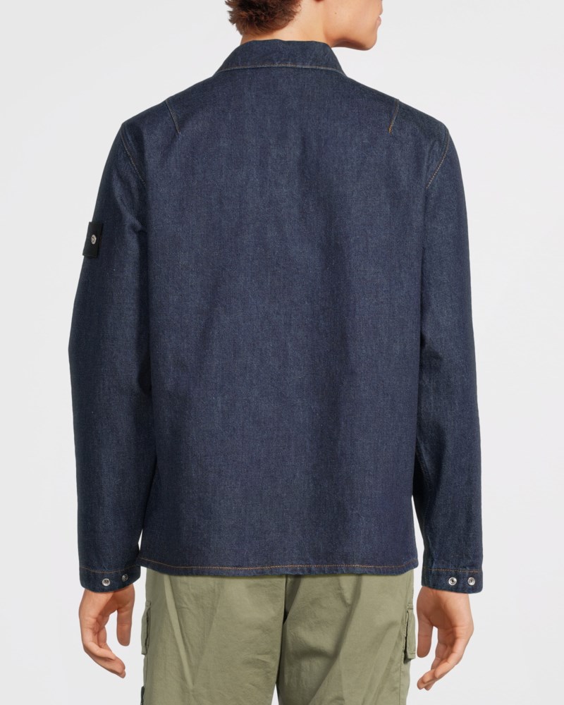 Stone Island Overshirt denim raw zip jeansjackor herr – bild 4