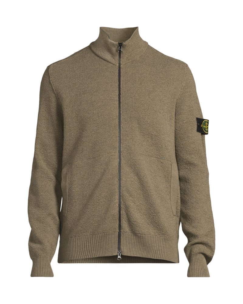 Stickad tröja loose-fit zip-up with pockets