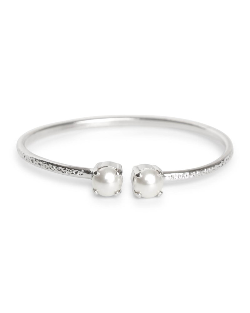 Armband girls bracelet rhodium pearl silver 1