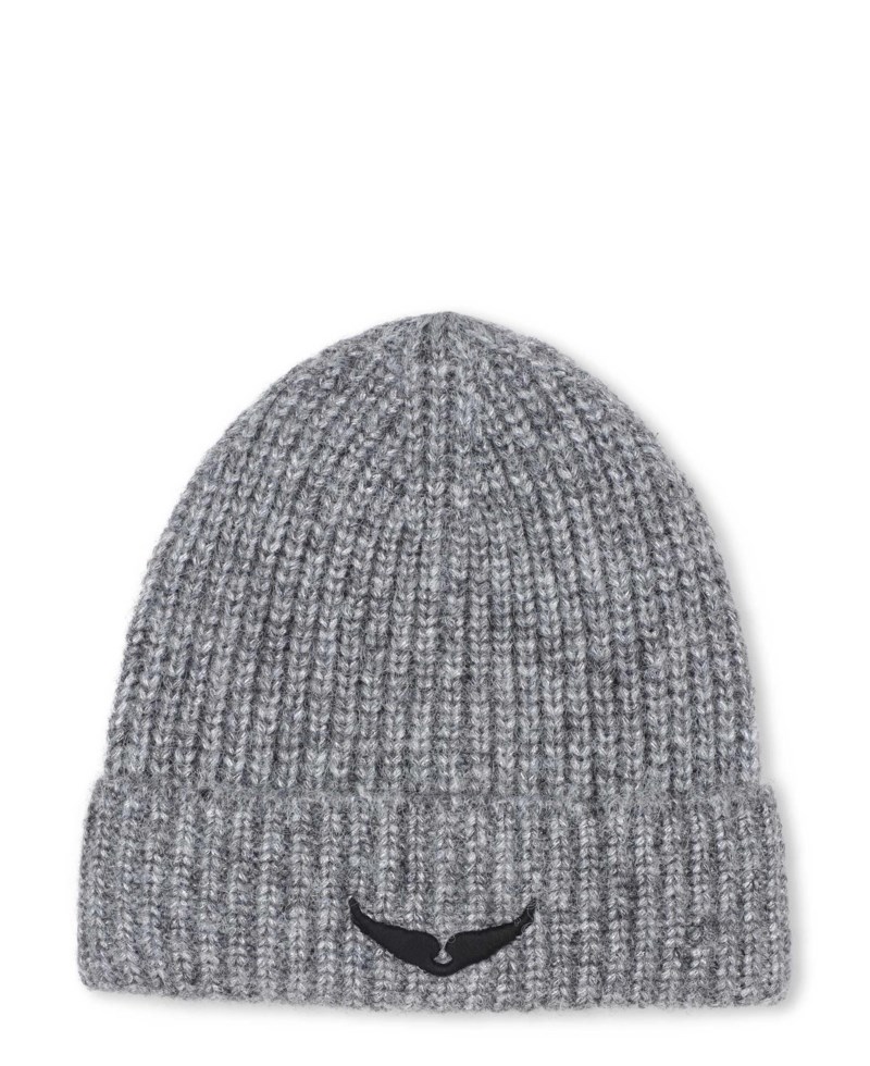 Mössa pull on wings heather grey 1