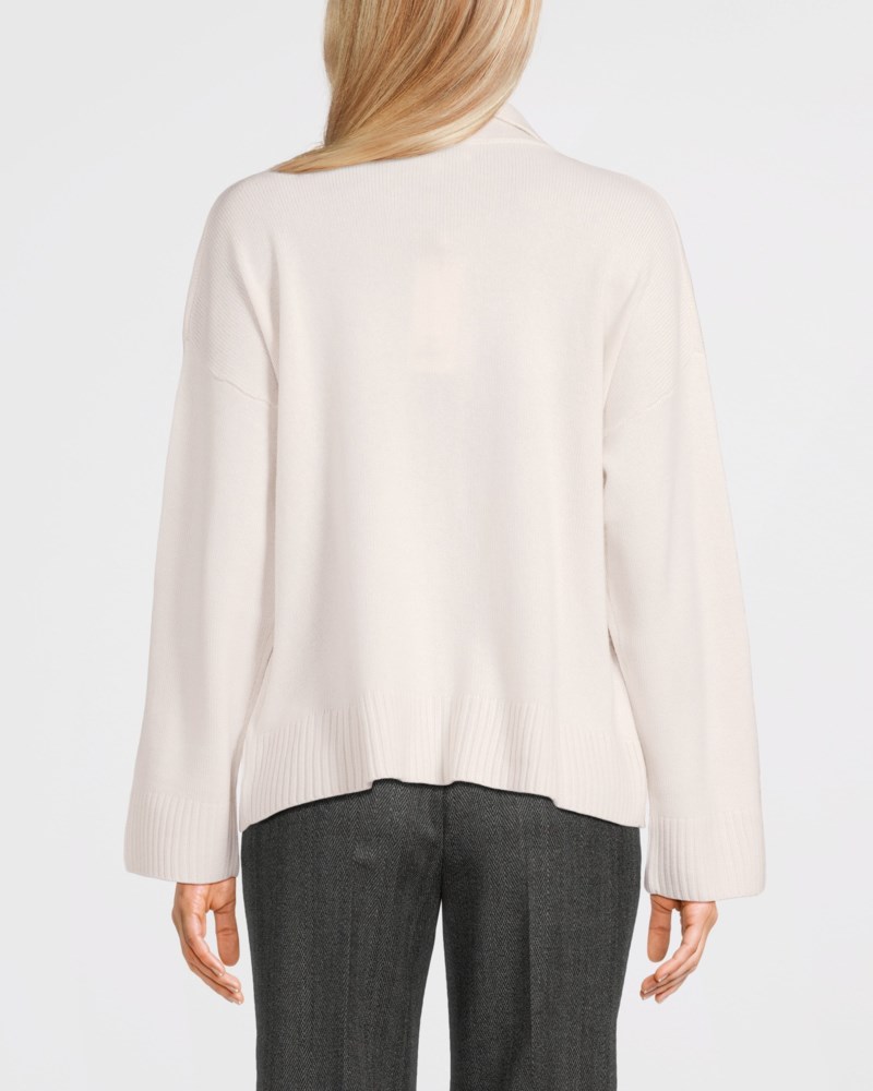 Stickad tröja chunky open collar ljusgrå 4