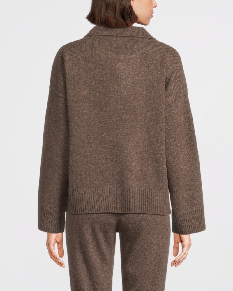 Stickad tröja chunky open collar ljusgrå 4