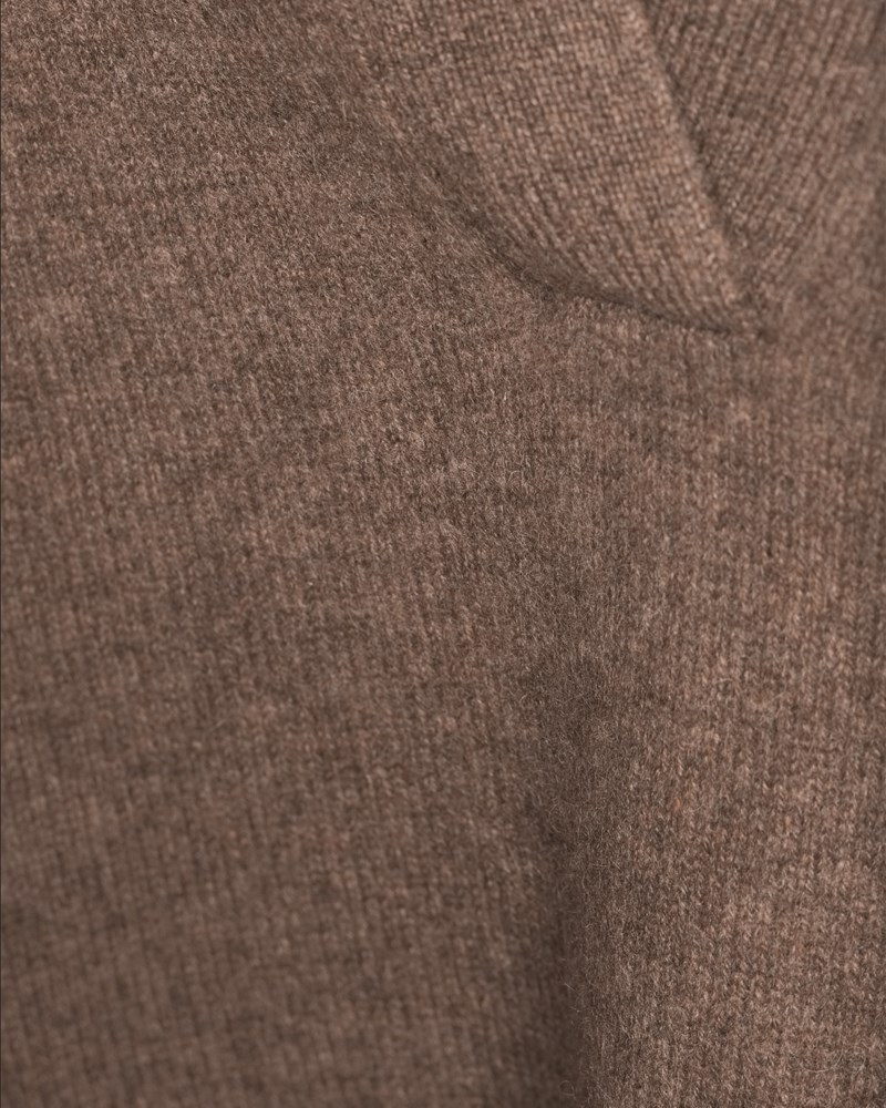 Stickad tröja chunky open collar ljusgrå 5