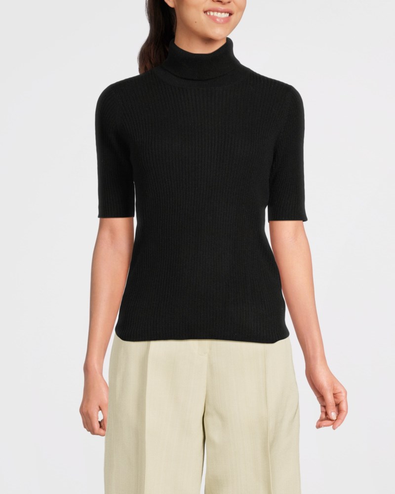 Turtleneck rib t-shirt svart 2