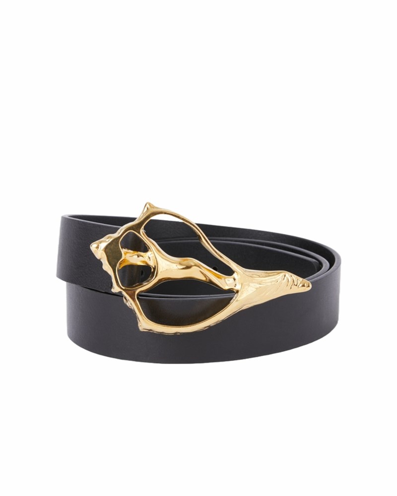 Bälte shell wide black gold 2