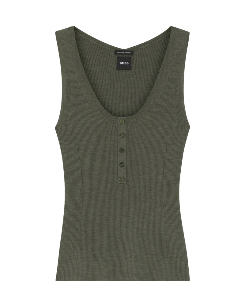 Boss Sleeveless top in rib-knit merino wool toppar dam – bild 5
