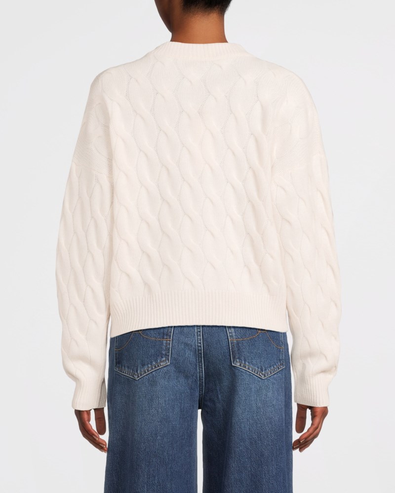 Davida Tröja chunky o-neck cable dam – bild 4