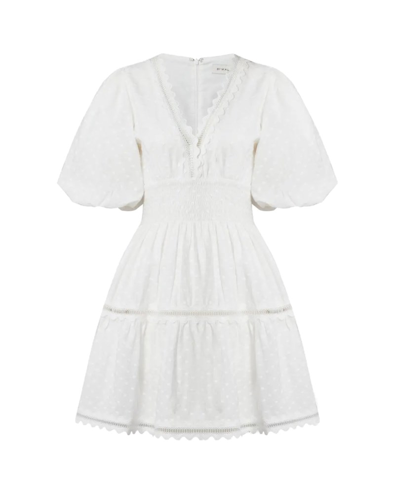 Klännig elvira v-neck mini vit 1