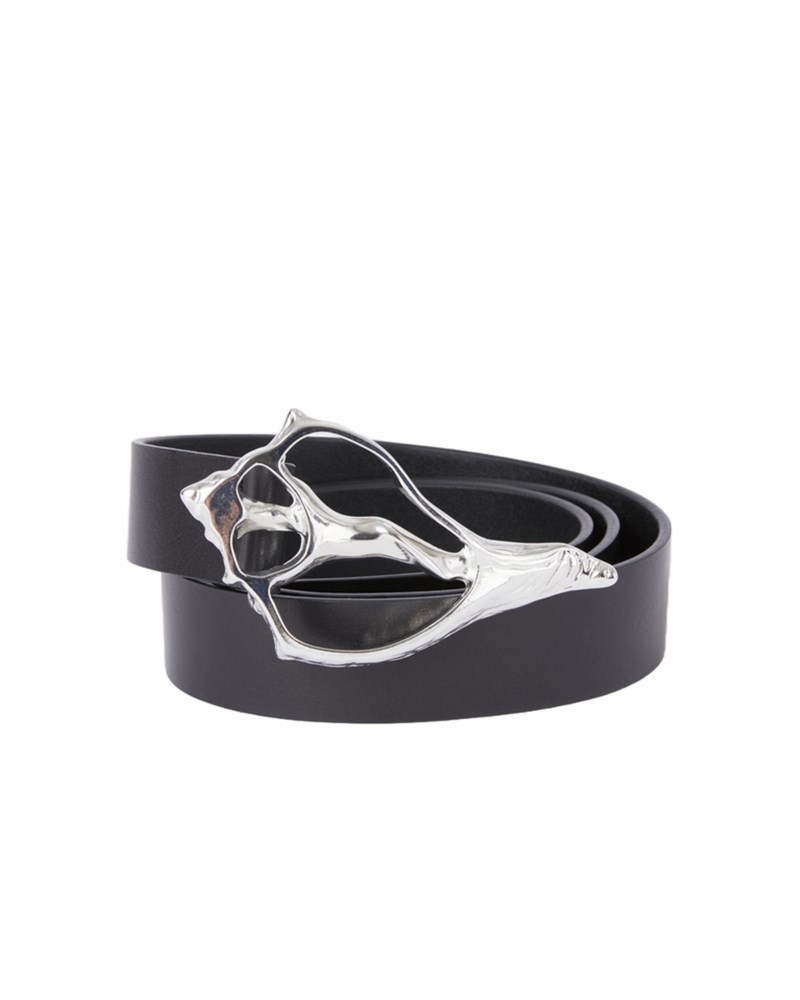 Bälte shell wide black silver 1