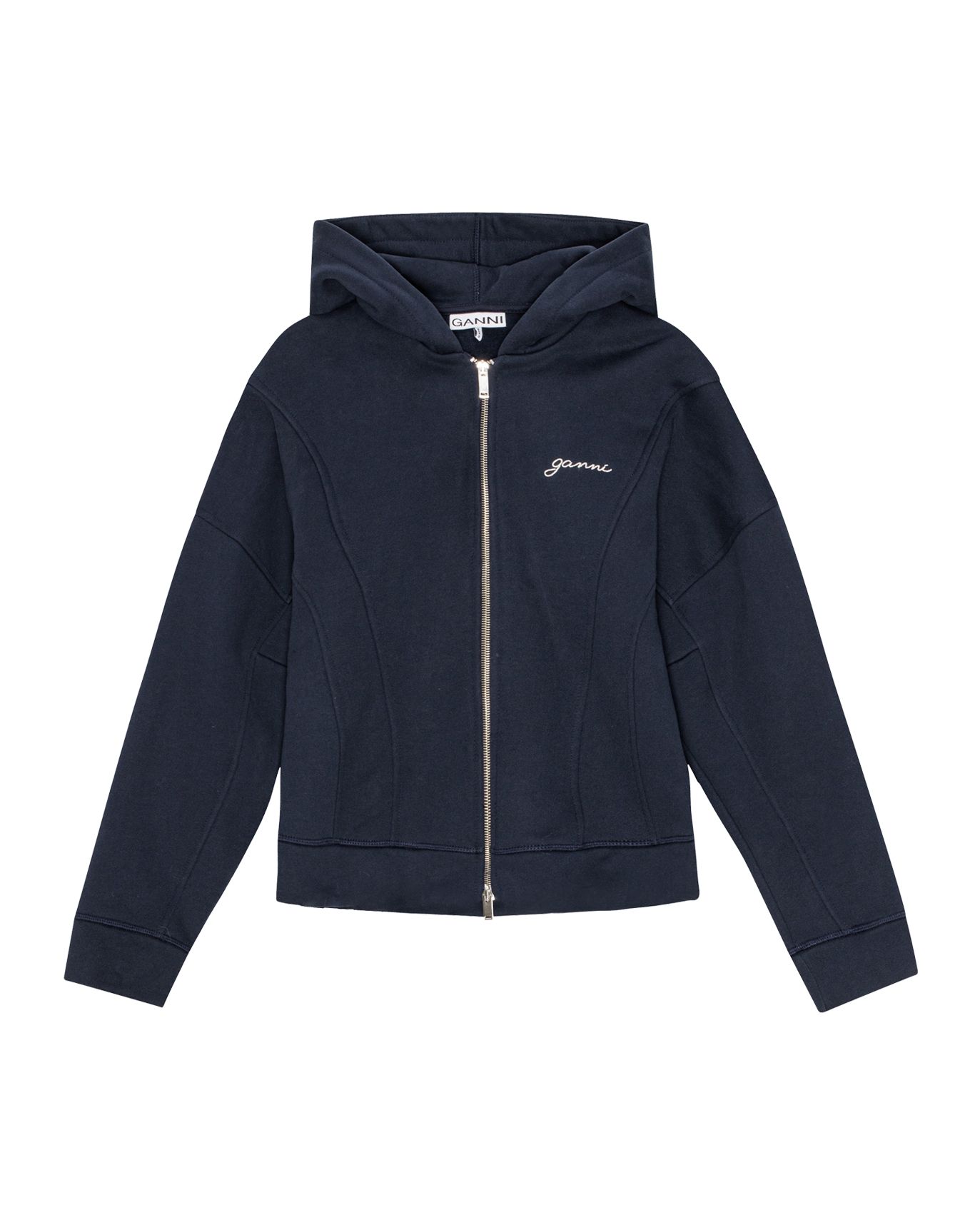 GANNI Women's Heavy Fleece Zip Hoodie in Paloma Melange GANNI