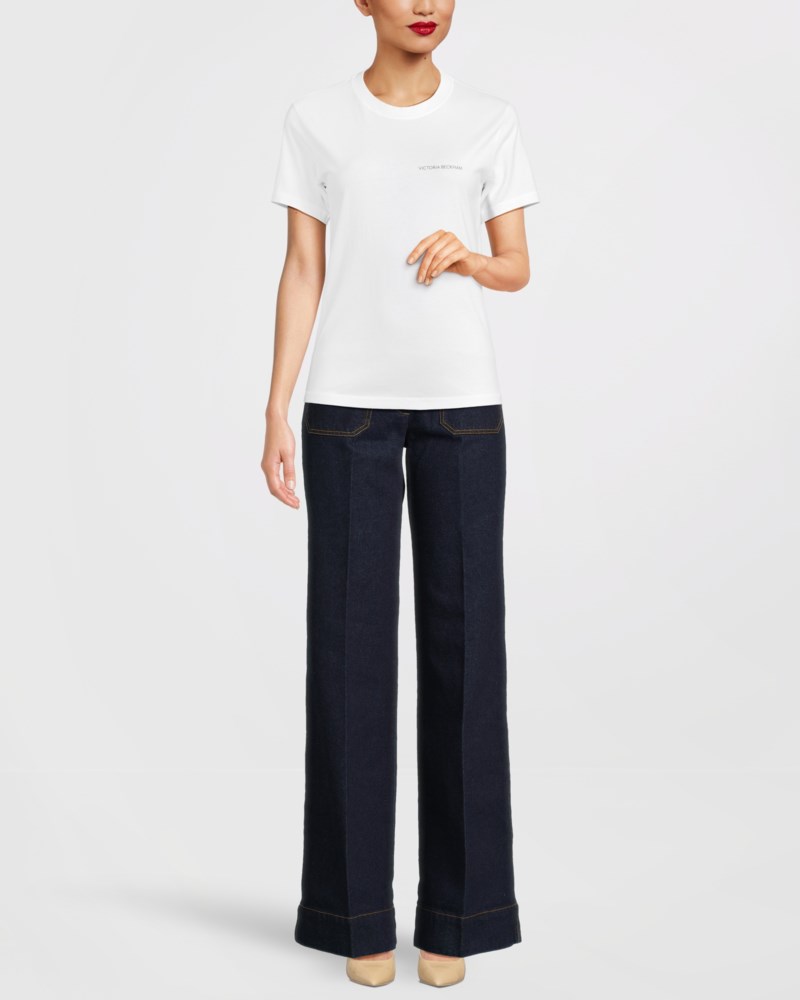 T-shirt shrunken logo vit 2