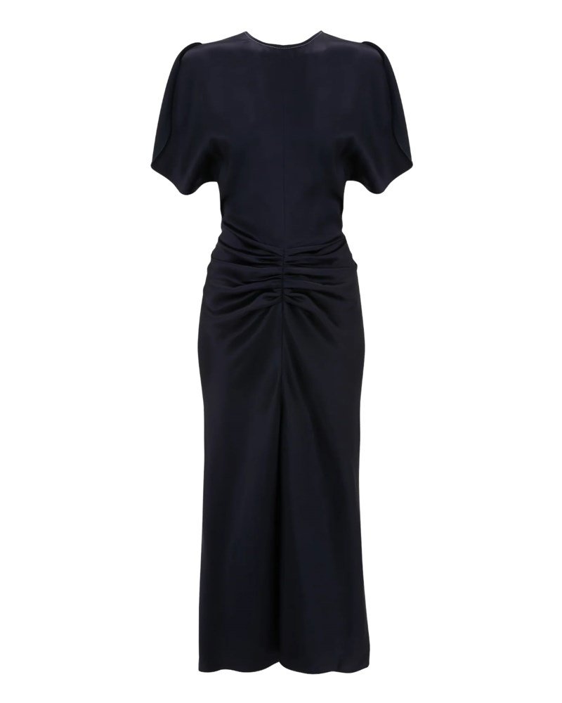 Klänning gathered waist midi